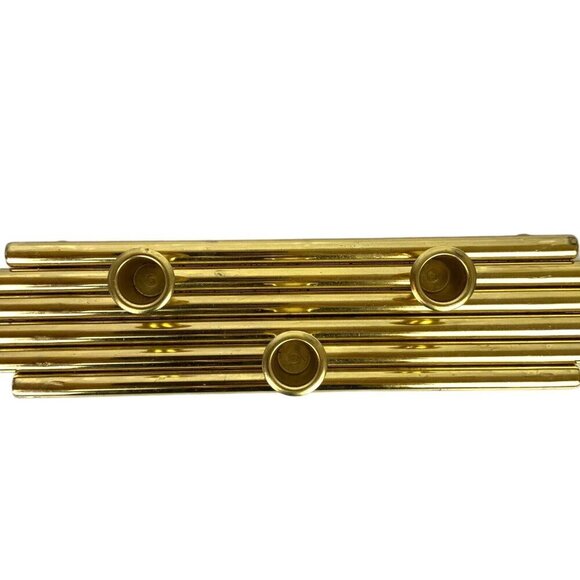 Vintage Brass Trio Centerpiece Slim Taper Candle Holder 1980s House Of Lloyd - Picture 3 of 8